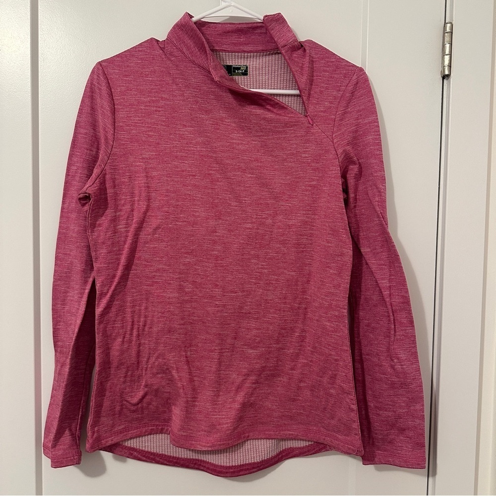 PGA Tour Golf 1/4 Zip Long Sleeve Top Heathered Pink Size Small Women’s